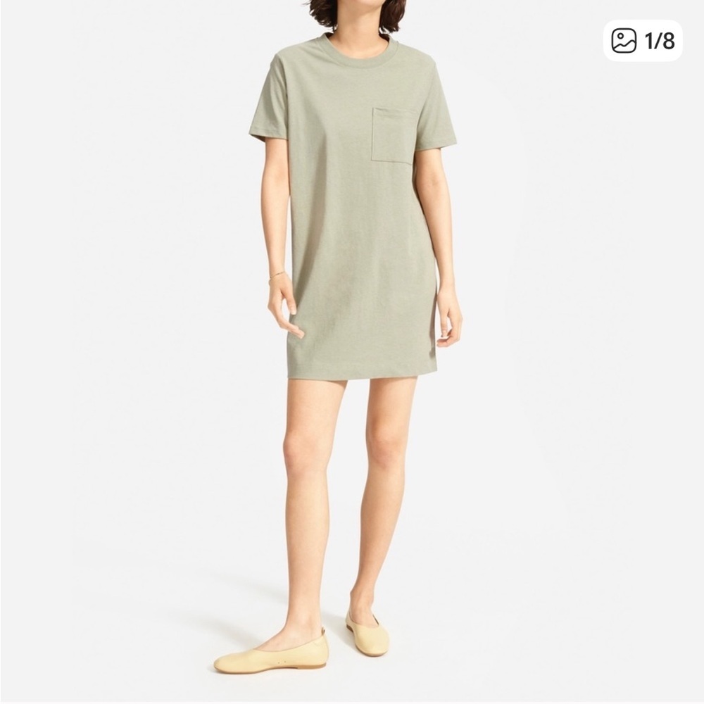 Everlane Organic Cotton Weekend Tshirt Dress- Sage